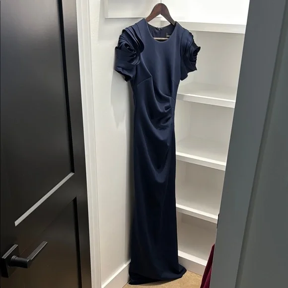 Xscape | Dresses | Xscape Blue Ruched Maxi Dress For Wedding Guest